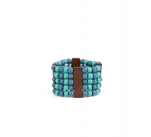 Paparazzi Jewelry Island Soul Blue/Turquoise Wood Beaded Stretch Bracelet - Picture 1 of 9