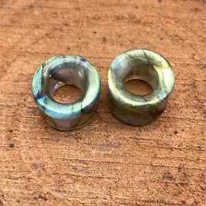 Natural Labradorite Gemstone Ear Plug Tunnels Piercing Jewelry Size 2g - 40MM