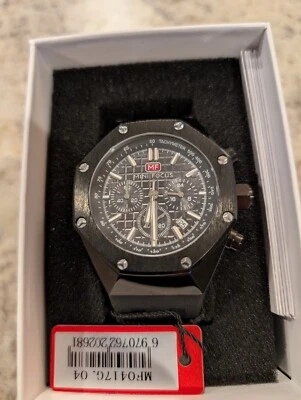 MINI FOCUS Hombre Reloj Deportivo Octágono Cuarzo Correa Silicona Esfera Negra BATERÍA NUEVA Foto 1 de 4