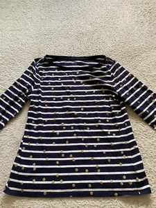 Talbots Women Striped Glitter Polka Dots 3/4 Sleeve Blouse Black Size S - Picture 1 of 6