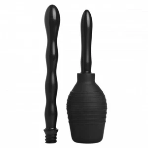 Smooth Cleanse Double Tip Enema Bulb System Silicone Black Douche CleanStream NR - Picture 1 of 9