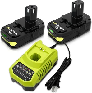 ✅ 2 Batteries & Charger for Ryobi 18v P102 P103 P104 P105 P107 P109 P108 Battery - Picture 1 of 7