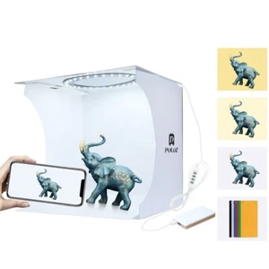 PULUZ 20cm Photo Shooting Tent Photo Box W/ Ring LED Panel 6 Colors Backdrops - Picture 1 of 12