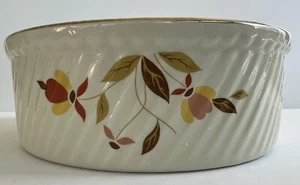 Vtg Hall's Superior Autumn Leaf Jewel Tea 7-3/4 Ribbed Souffle Casserole Dish - Picture 1 of 8