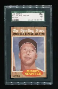 1962 Topps #471 Mickey Mantle American League All-Star Yankees SGC 7 NM - Picture 1 of 2