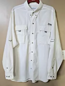 Columbia PFG Men's XL Long Sleeve Shirt White Performance Fishing Hiking Omni EC - Picture 1 of 8