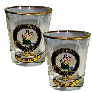 Juego de 2 totes de whisky Shot Glass Murray Clan Crest hechas en Escocia - Imagen 1 de 3