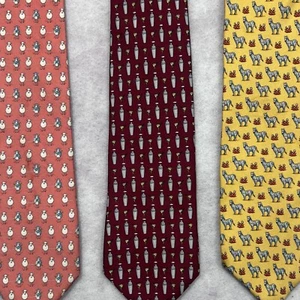 Brooks Brothers Mens Neck Tie Lot Of 3 Silk Sheep Martini Zebra Novelty USA Pink - Picture 1 of 8