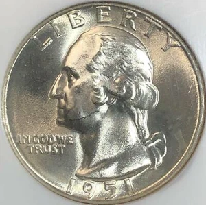 1951 D Washington Quarter NGC MS-65 - Picture 1 of 3