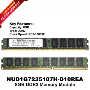 Dell 8GB DDR3-1333MHz PC3-10600 ECC Unbuffered CL9 240-Pin UDIMM Dual Rank PV5GH - Picture 1 of 4