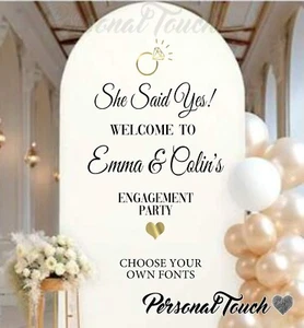 Personalised ENGAGEMENT Vinyl Decal for Sail Board Backdrop Balloon Sign Party - Picture 1 of 9