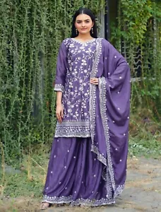 INDIAN WEDDING BOLLYWOOD SALWAR KAMEEZ PAKISTANI PARTY WEAR DRESS SUIT SHARARA - Picture 1 of 14