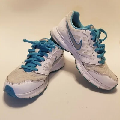 Nike Downshifter 6 White and Turquoise 684765-111 Womens sz 7 Pre Owned Cond. - Image 1 of 4