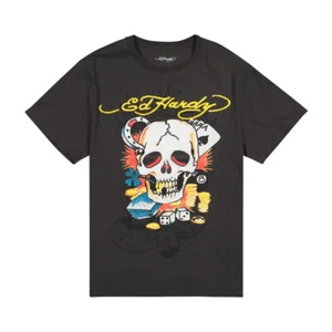 Ed Hardy Men's Ace Skull Throwback Graphic Tee - EHM1100-156 - Picture 1 of 3