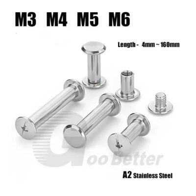 GOOBETTER Chicago Schrauben Gürtelschrauben Leder Basteln Stud Binden Nieten Binden A2 Edelstahl