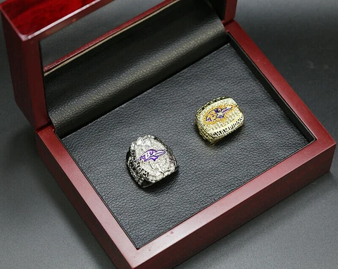 2 pcs rings Baltimore Ravens + box NFL Super Bowl REPLICA Ring Cover
