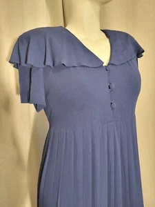 Cape Collar Donna Rico Nautical Dress Navy Blue Short Sleeve Tie Back 10 - Picture 1 of 4