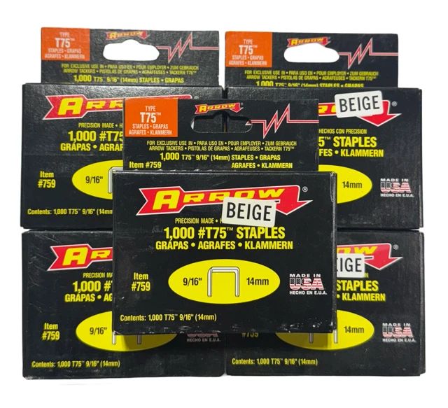 Grapas beige Arrow T-75 9/16" 5000 grapas hechas en EE. UU. #759 Foto 1 de 1