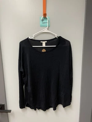 Camisa básica negra manga larga H&M para dama - talla M Foto 1 de 3