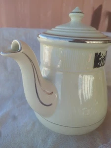 Vintage HALL China SILHOUETTE Coffee Pot GUC Silver Edging - Picture 1 of 20