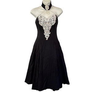 Loralie Womens Vintage Black Formal Prom Dress Choker Collar 90s Black sz 4 - Picture 1 of 16