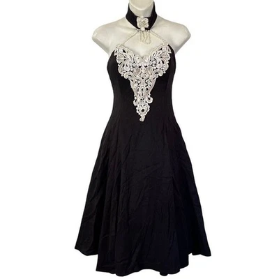 Vestido de graduación formal negro vintage Loralie para mujer cuello gargantilla años 90 negro talla 4 Foto 1 de 4