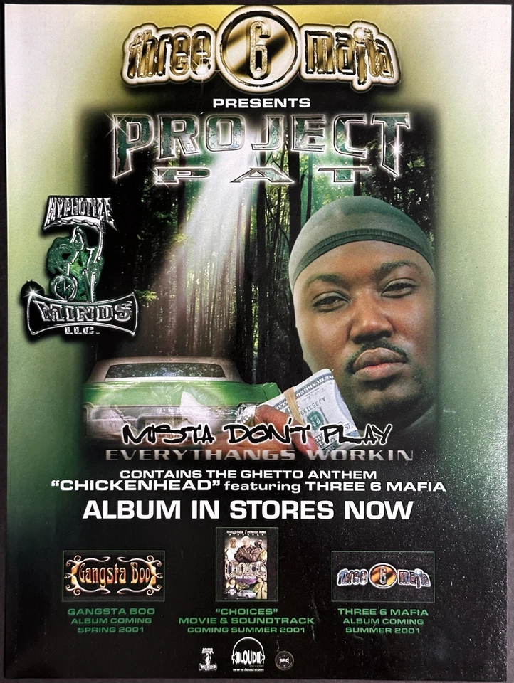 8.5x11 OG Rap Promo Ad Poster Project Pat Mista Don’t Play Three 6 Mafia Memphis - Image 1 of 1