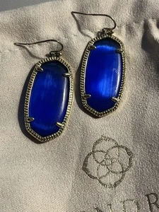Kendra Scott Elle Gold Drop Earrings In Cobalt Blue - Picture 1 of 2