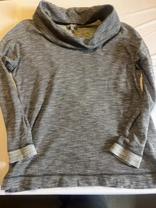 T by TALBOTS | Top Pullover Gris Chevron Cuello Capucha Mezcla Algodón | Talla L - Imagen 1 de 5