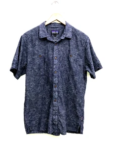 Patagonia Hemd M Herren Knopfleiste Kurzarm Hanf Baumwollmischung Outdoor Blau - Bild 1 von 6