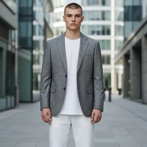 canali 1934 blazer jacket 46r wool silk linen gray paraniontura slim dual vent - Picture 1 of 11