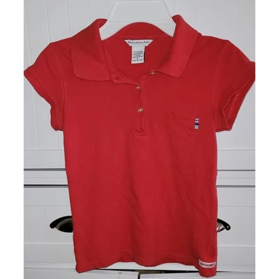 Camisa Polo Abercrombie & Fitch Niña Roja Manga Corta Bolsillo Informal ¡y2k De Colección! Foto 1 de 4