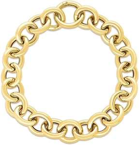 Floreo 14k Yellow Gold 11.6mm Lite Rolo Link Chain Bracelet 7.5 Inch - Picture 1 of 3