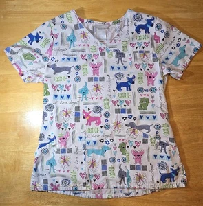 Scrubstar scrubs, "I Love Dogs" print, XS, $5 ship Each add item $1 ship - Picture 1 of 4