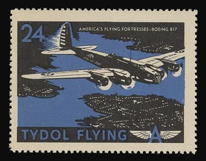 TYDOL FLYING "A" POSTER STAMPS OF 1940 - #24, AMERICA'S FLYING FORTRESSES - Picture 1 of 2