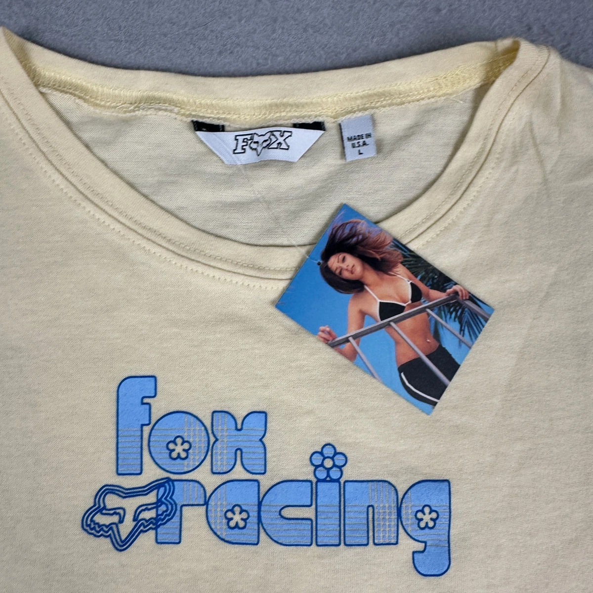 Camiseta Corta Fox Racing Para Mujer - Negro, Talla L, Ajuste Oversize, 50% Algodón 50% Poliéster