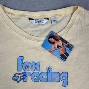 Vintage Fox Racing T Shirt Womens XS Yellow Y2K NOS Deadstock Skate Made In USA - Picture 1 of 11