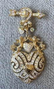 Broche/Pin Iridiscente Corazón y Flecha Firmado Kirk’s Folly De Colección Tono Dorado - Imagen 1 de 6