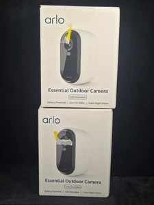 Arlo Essential Outdoor Camera 2 Pack 2nd Gen 2K QHD Wire Free New - Picture 1 of 1