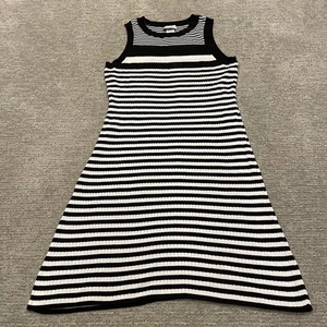 Tommy Bahama Dress Womens Small Black White Striped Sleeveless Stretch Knit Tank - Picture 1 of 13