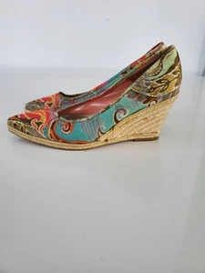 Anne Klein Women Shoes TARAH Paisley Pointy Toe Espadrille Wedge Sandals Sz 8.5 - Picture 1 of 10