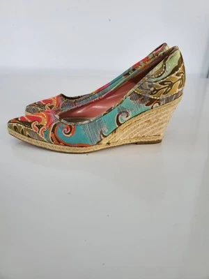 Anne Klein Mujer Zapatos TARAH Paisley Punta Punta Punta Alpargata Cuña Sandalias Talla 8.5 Foto 1 de 4