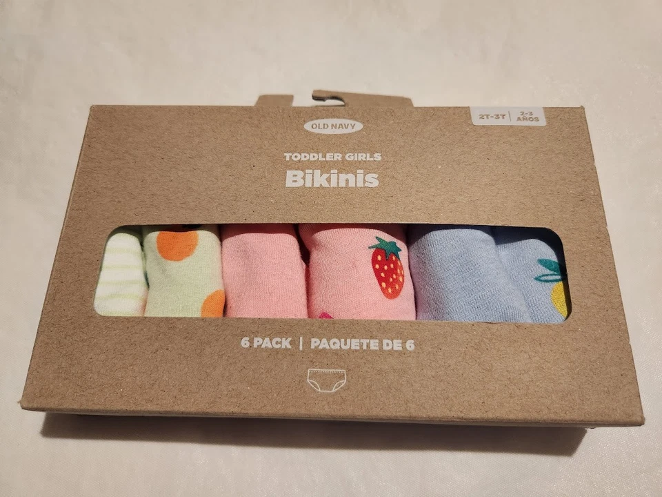 NIP Old Navy Fruit Print Bikinis Underwear 6 Pack 2T 3T Toddler Girl - Image 1 of 1