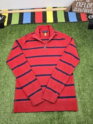 polo ralph lauren youth 1/4 zip pullover sweater XL 18-20 red navy stripes - Image 1 of 4