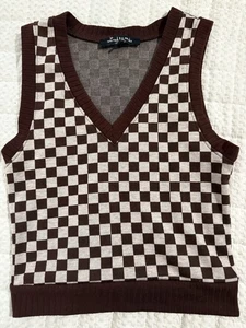 Mixed Threads Brown And White Checkered Best Size XS - Picture 1 of 3