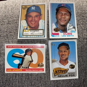 (4) 2001 TOPPS ARCHIVES LEE SMITH, Luis Aparicio, Allie Reynolds, Nellie Fox - Picture 1 of 10