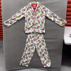 Grinch Pajamas Set Youth Large 10/12 Max Dog Santa Dr Seuss Christmas Sleepwear - Picture 1 of 5