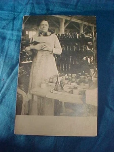 Early 20thc WOMAN SHOE FACTORY WORKER Occupational REAL PHOTO POSTCARD - Picture 1 of 2