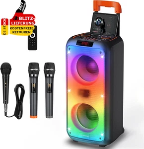 Karaoke Maschine Bluetooth Karaoke Anlage Mit 3 Mikrofonen Lautsprecher Musikbox - Bild 1 von 6