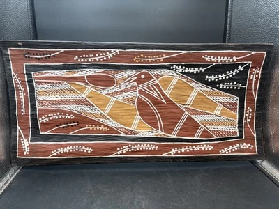 复古澳大利亚原住民树皮画梦见鸽子穆坎迪吃水果 — 第 1/4 张图片